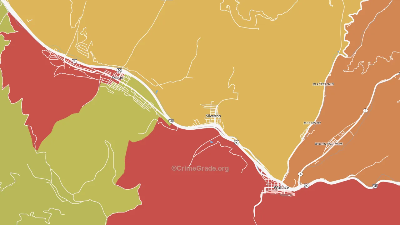 Silverton, ID Map of Drug-Related Crime Rates