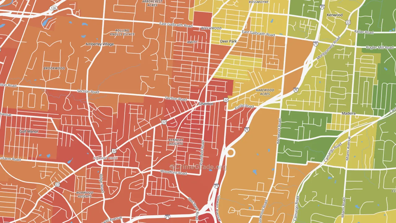 Silverton, OH Map of Drug-Related Crime Rates
