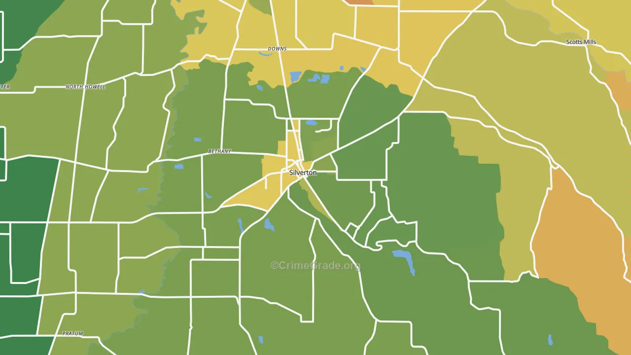 Silverton, OR Map of Drug-Related Crime Rates