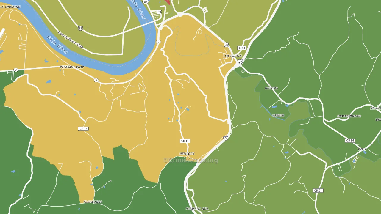 Silverton, WV Map of Drug-Related Crime Rates