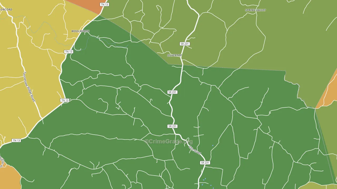 Silvertop, TN Map of Drug-Related Crime Rates