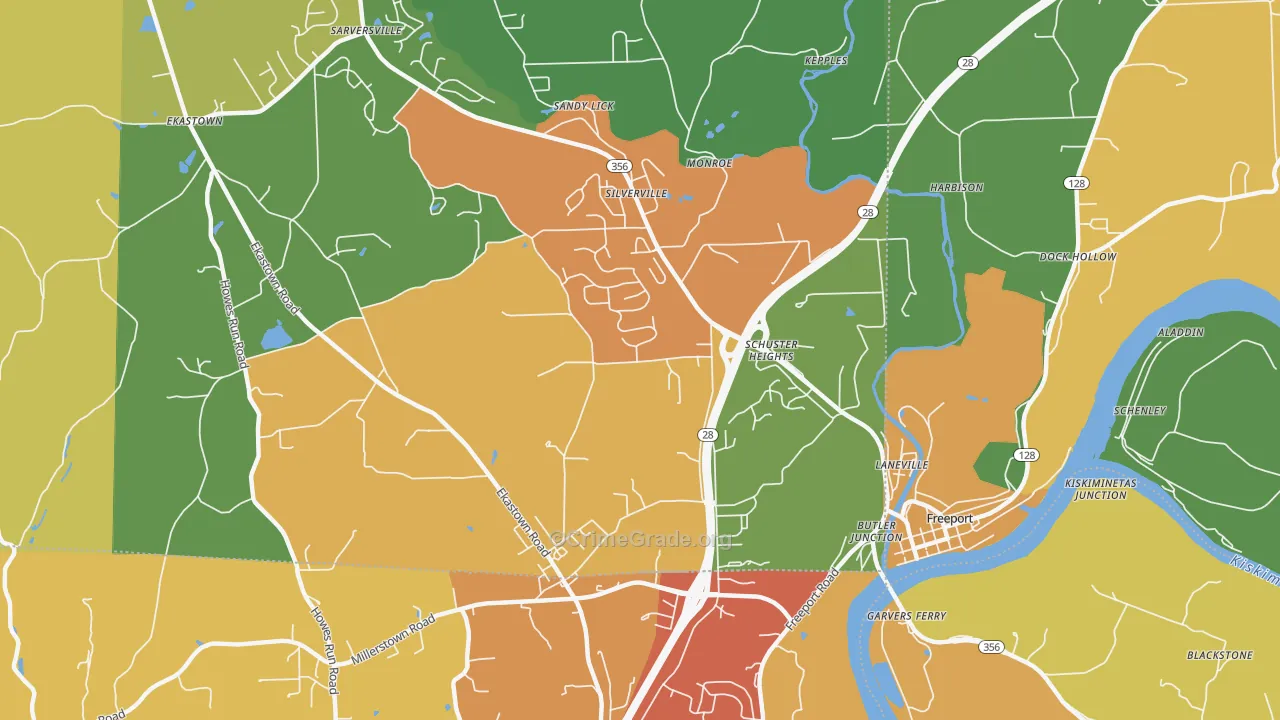 Silverville, PA Map of Drug-Related Crime Rates