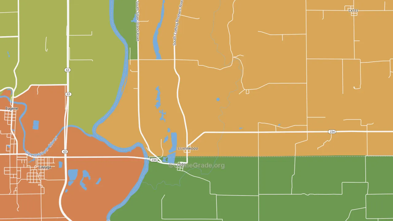 Silverwood, IN Map of Drug-Related Crime Rates