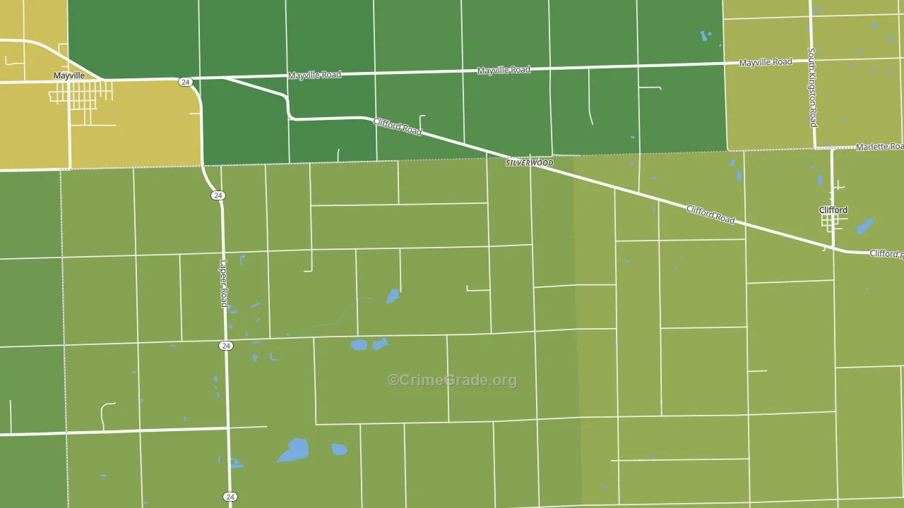 Silverwood, MI Map of Drug-Related Crime Rates