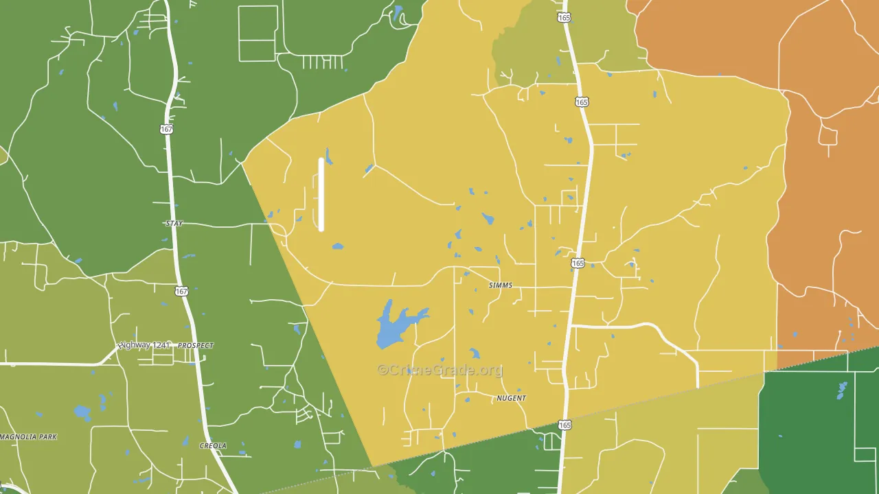 Simms, LA Map of Drug-Related Crime Rates