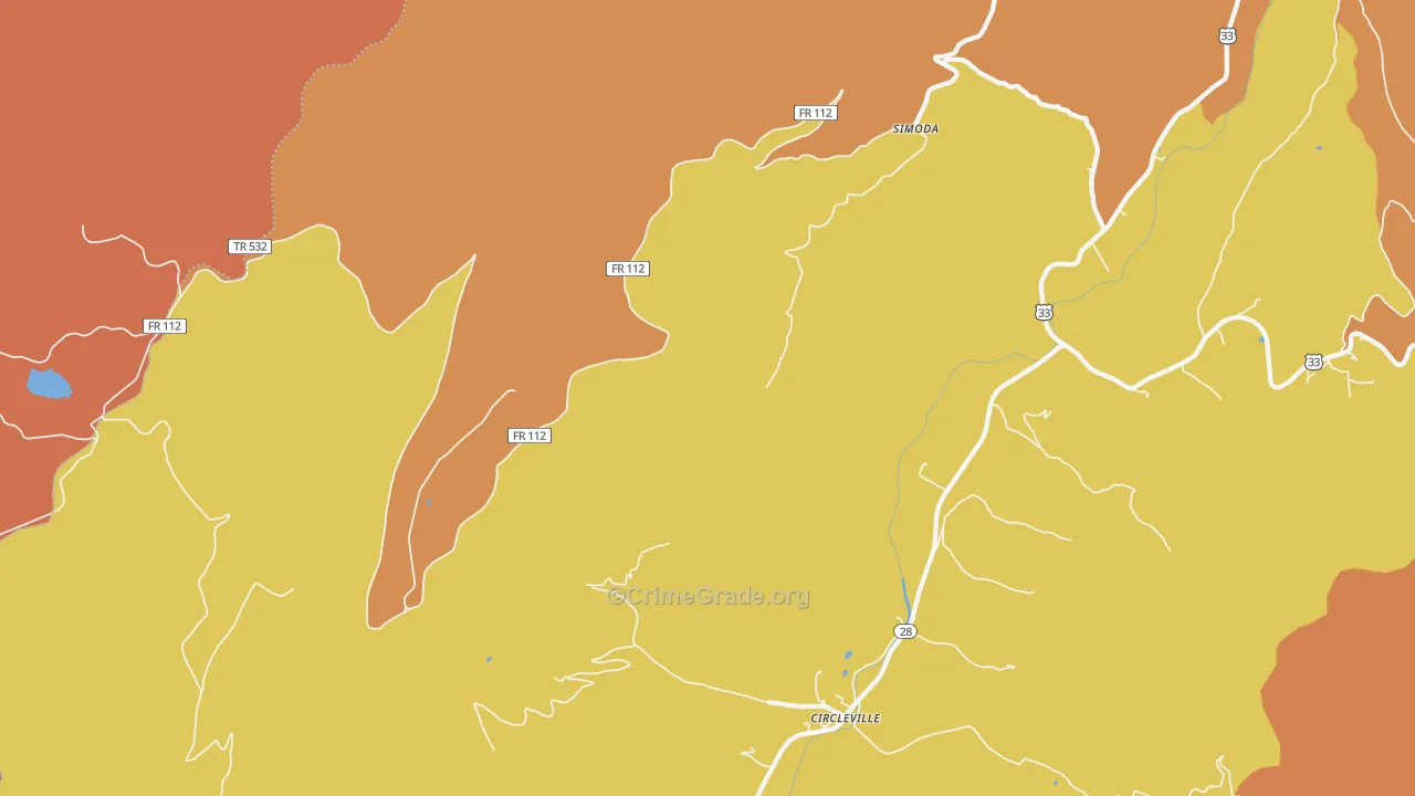 Simoda, WV Map of Drug-Related Crime Rates