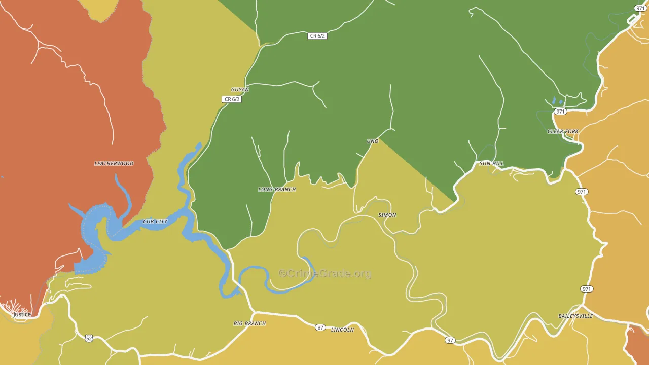 Simon, WV Map of Drug-Related Crime Rates