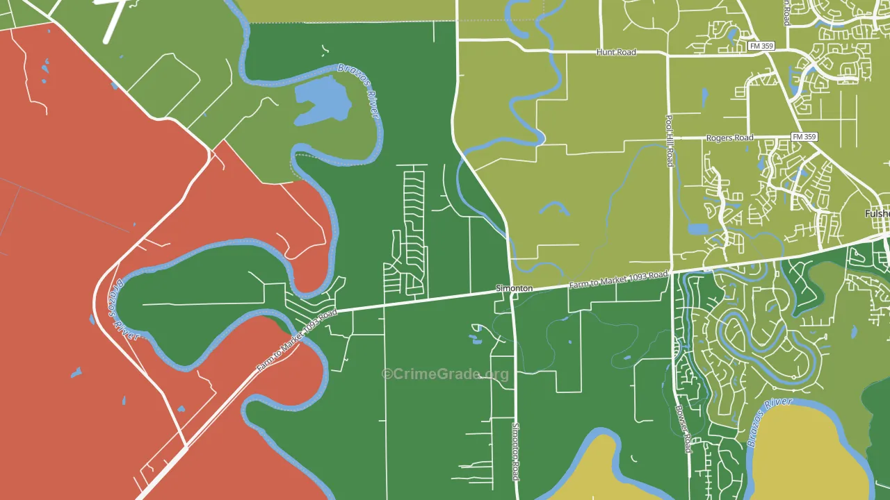 Simonton, TX Map of Drug-Related Crime Rates