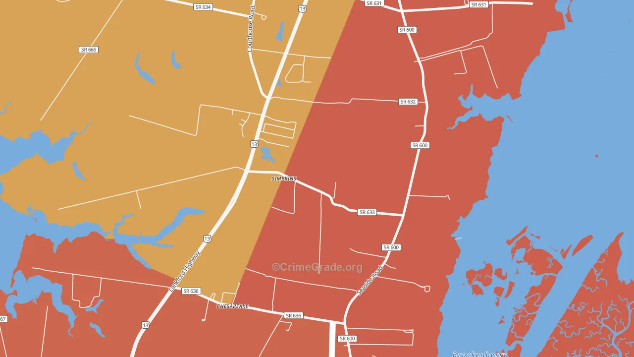 Simpkins, VA Map of Drug-Related Crime Rates