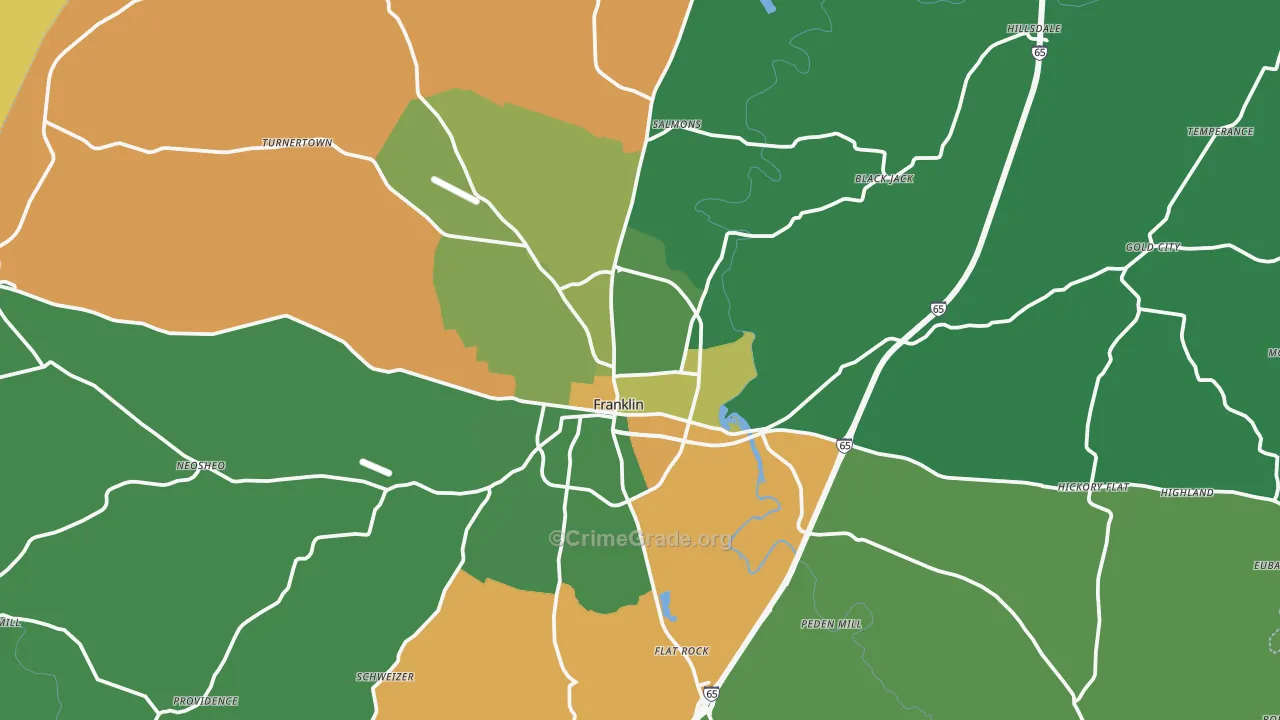 Simpson County, KY Map of Drug-Related Crime Rates