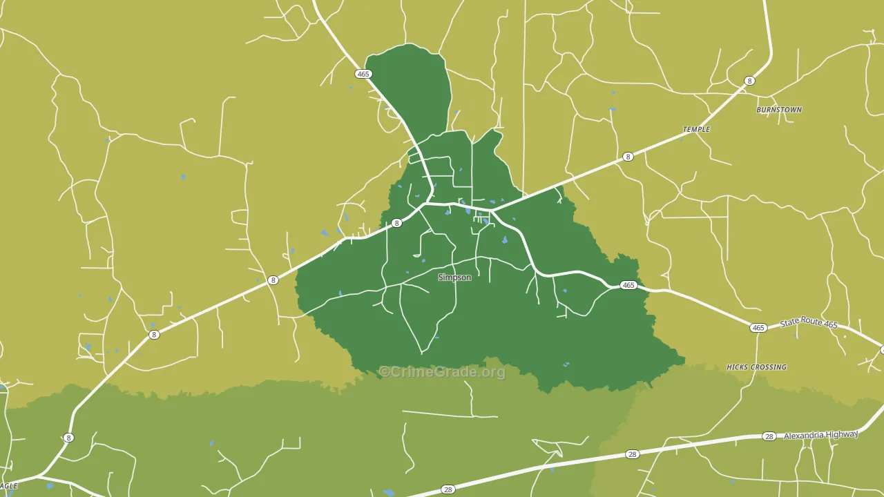 Simpson, LA Map of Drug-Related Crime Rates