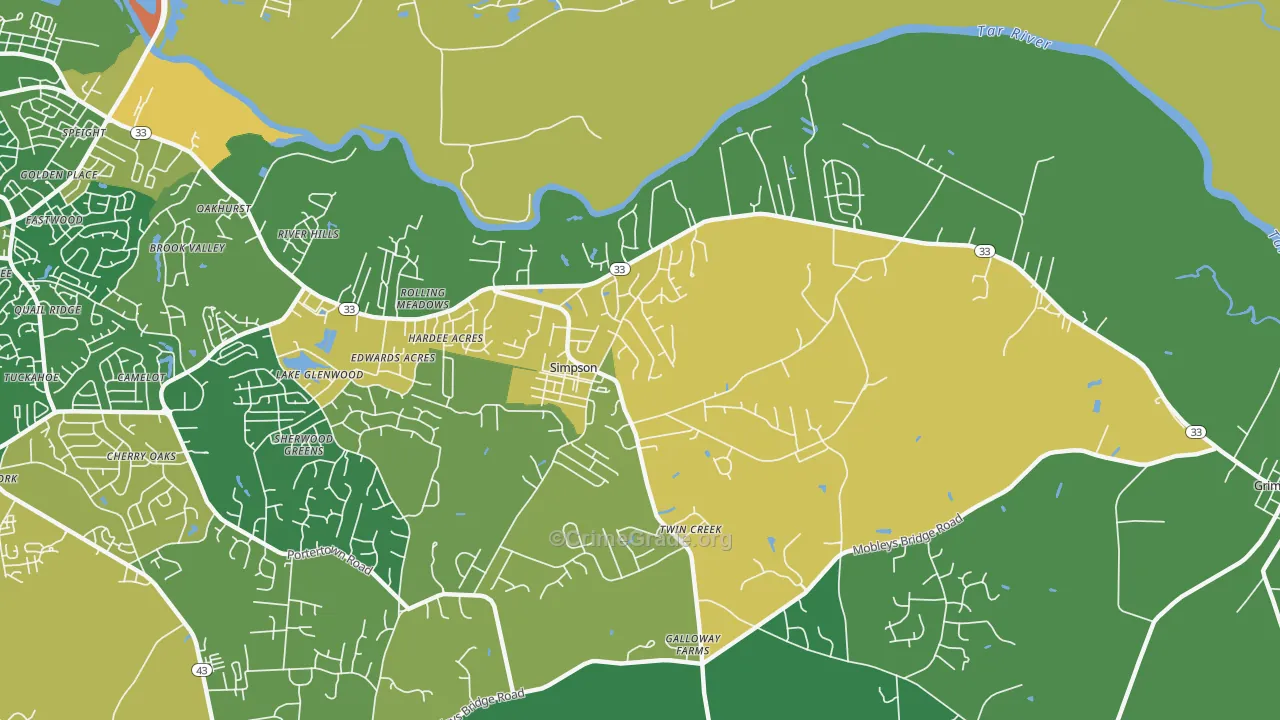 Simpson, NC Map of Drug-Related Crime Rates