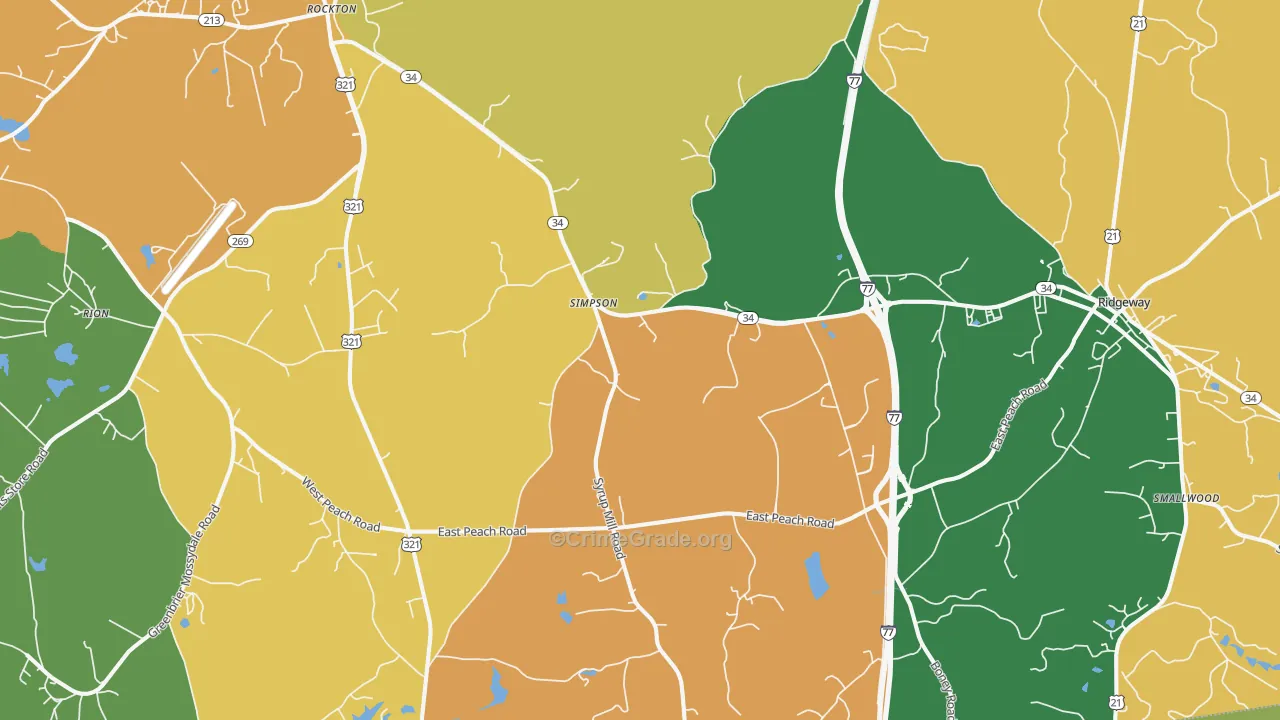 Simpson, SC Map of Drug-Related Crime Rates