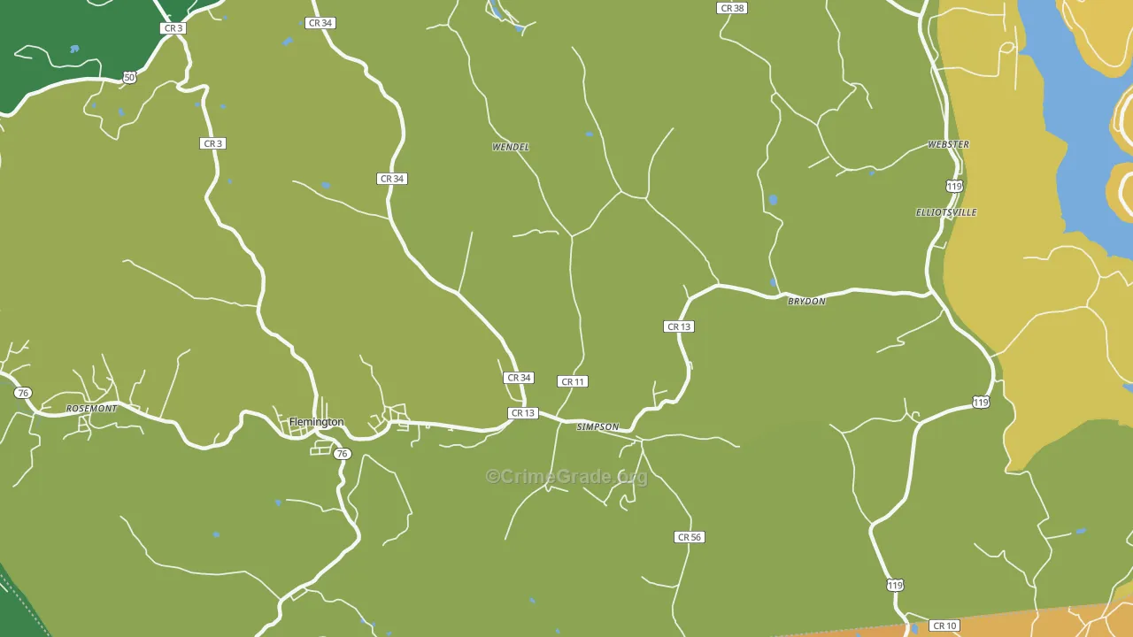 Simpson, WV Map of Drug-Related Crime Rates