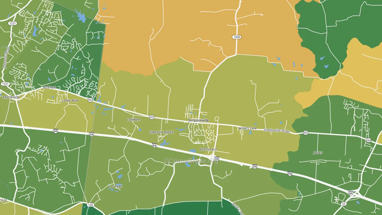 Simpsonville, KY Map of Drug-Related Crime Rates