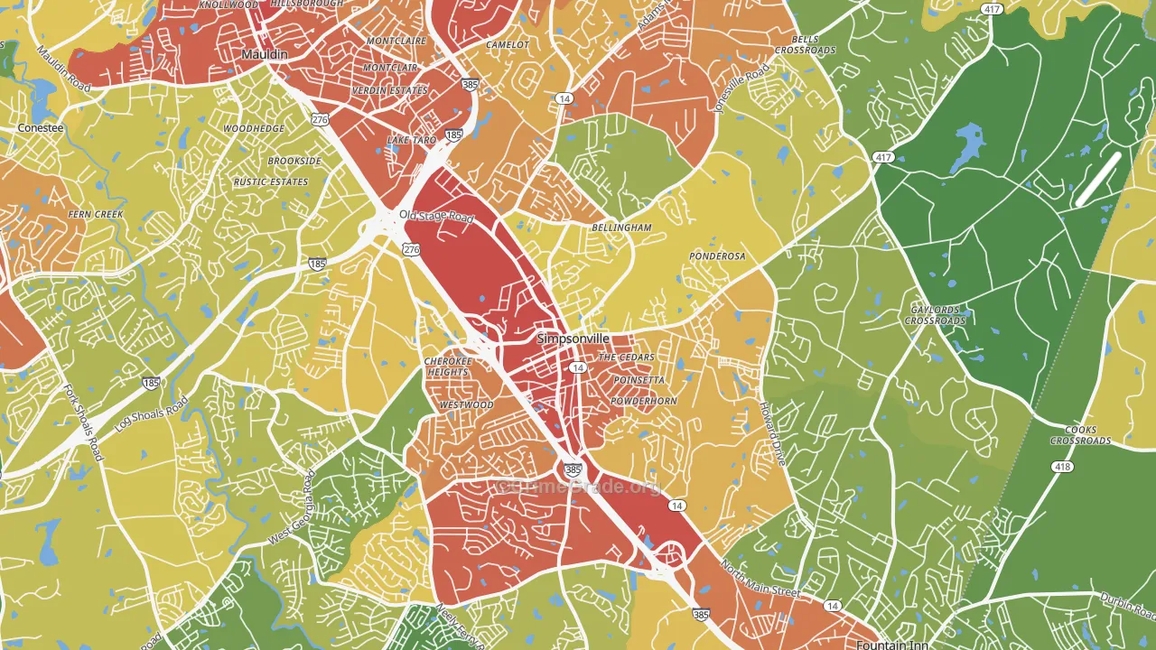 Simpsonville, SC Map of Drug-Related Crime Rates