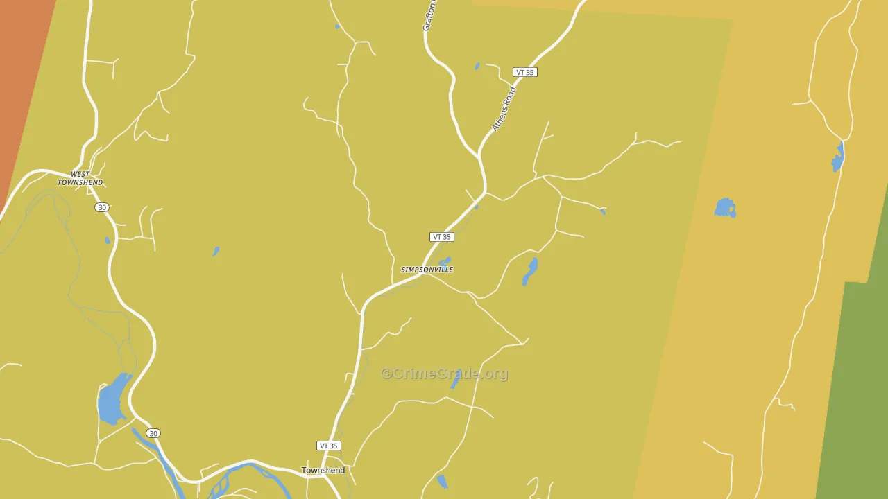 Simpsonville, VT Map of Drug-Related Crime Rates