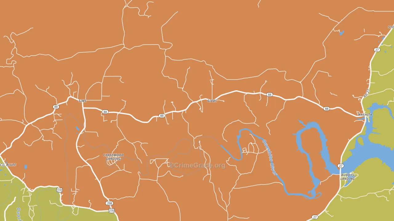 Sims, AR Map of Drug-Related Crime Rates