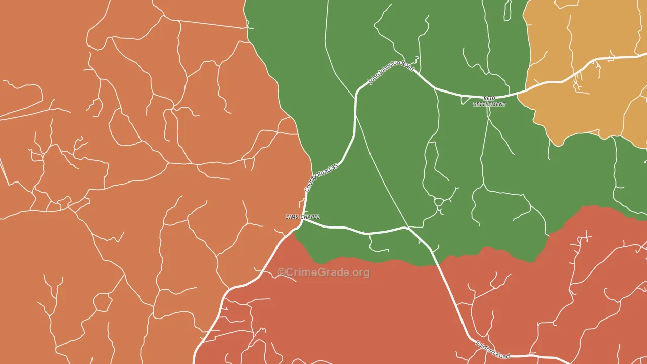 Sims Chapel, AL Map of Drug-Related Crime Rates