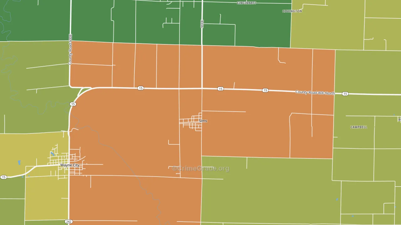 Sims, IL Map of Drug-Related Crime Rates