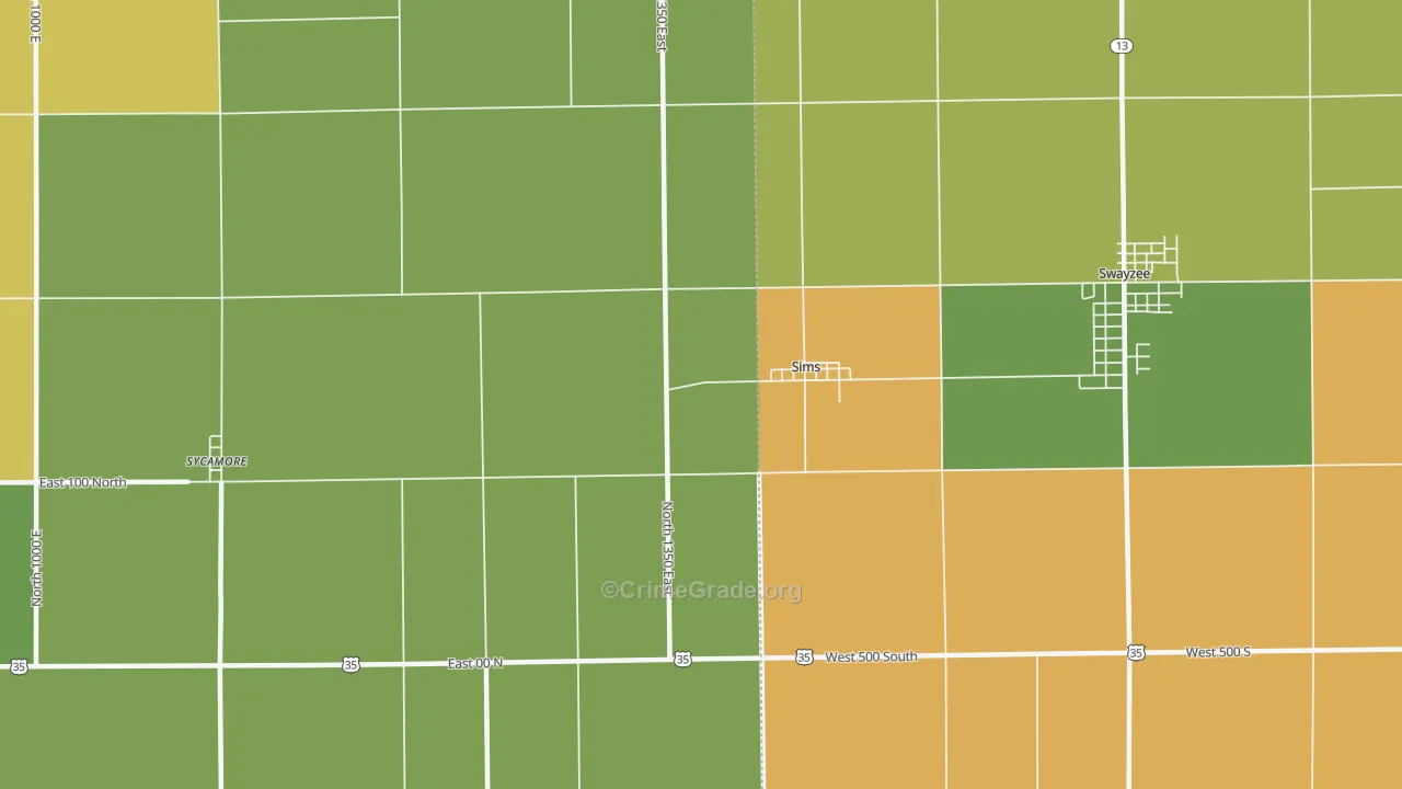Sims, IN Map of Drug-Related Crime Rates