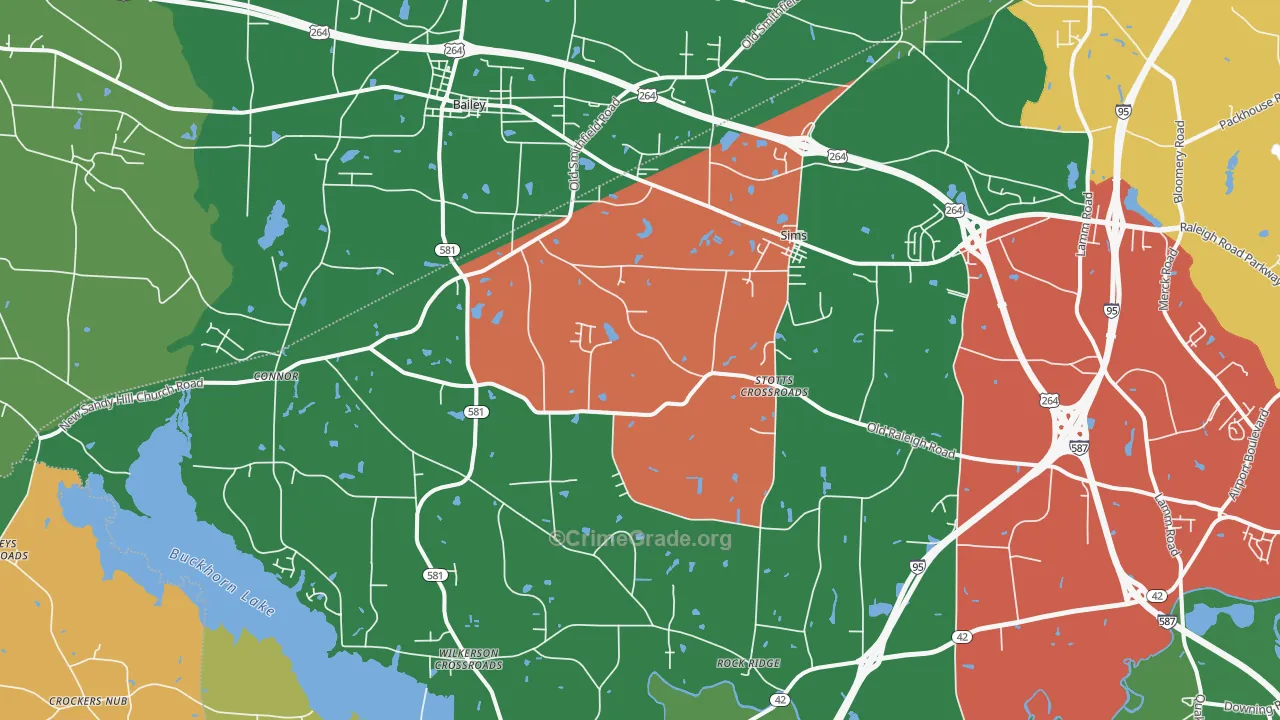 Sims, NC Map of Drug-Related Crime Rates