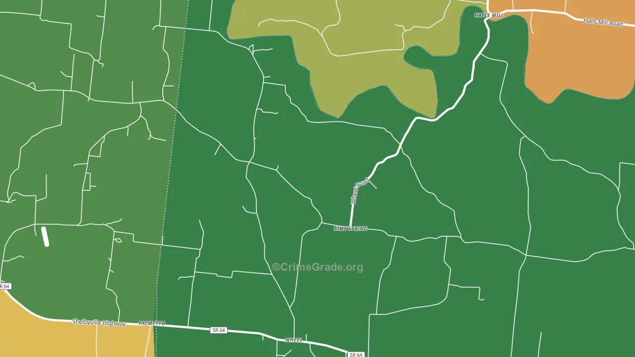 Sims Spring, TN Map of Drug-Related Crime Rates