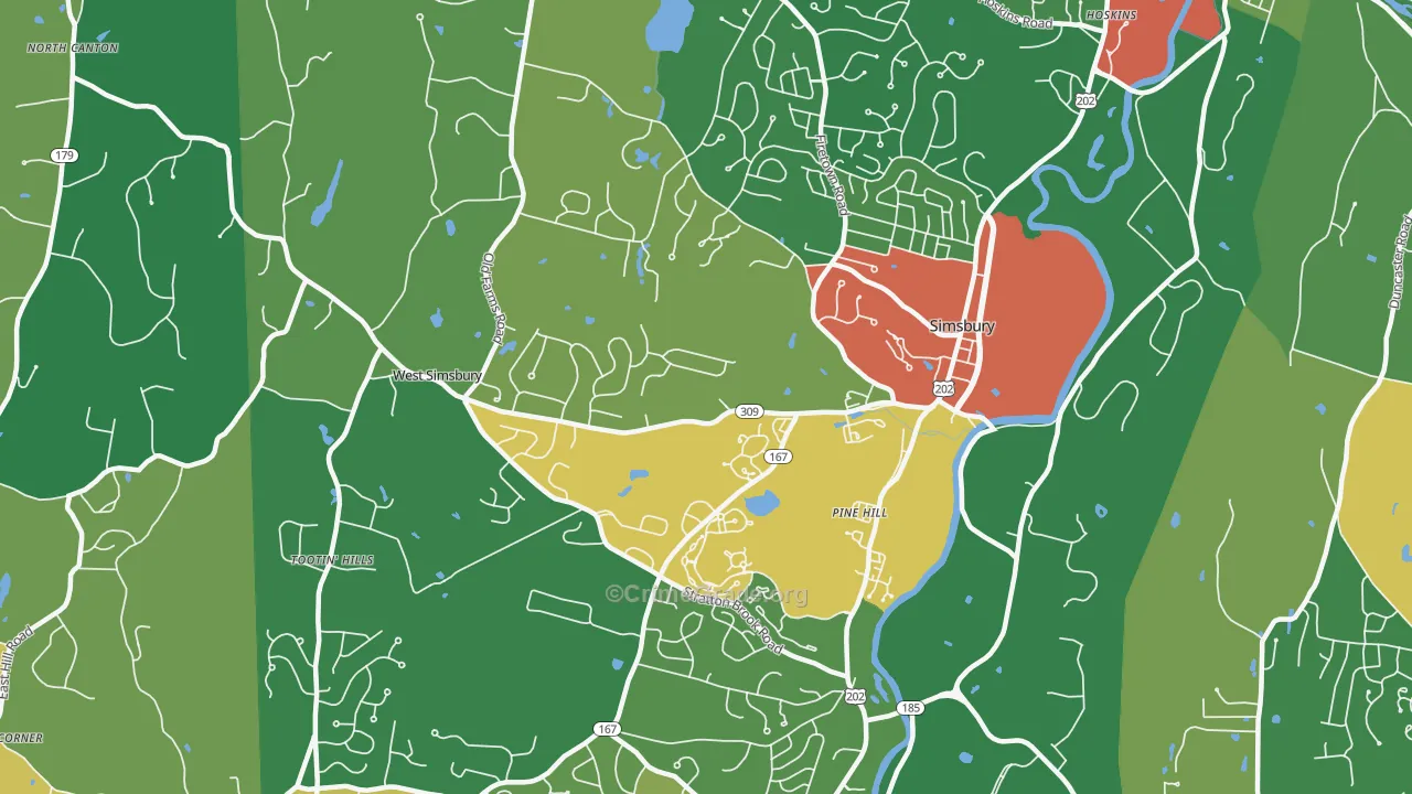 Simsbury, CT Map of Drug-Related Crime Rates
