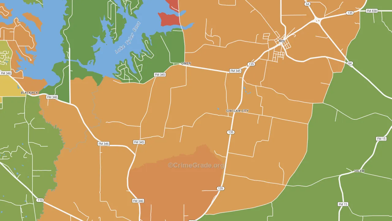 Sinclair City, TX Map of Drug-Related Crime Rates