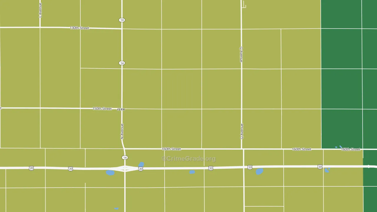 Sinclair, IA Map of Drug-Related Crime Rates