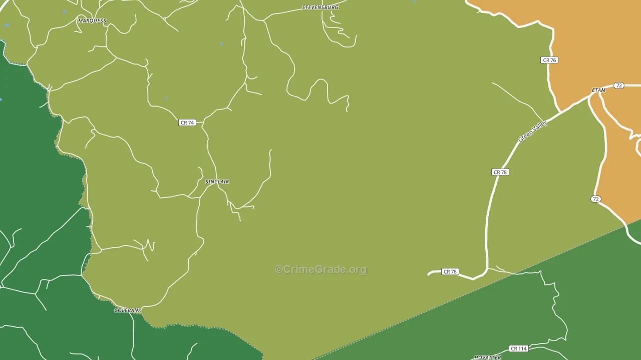 Sinclair, WV Map of Drug-Related Crime Rates