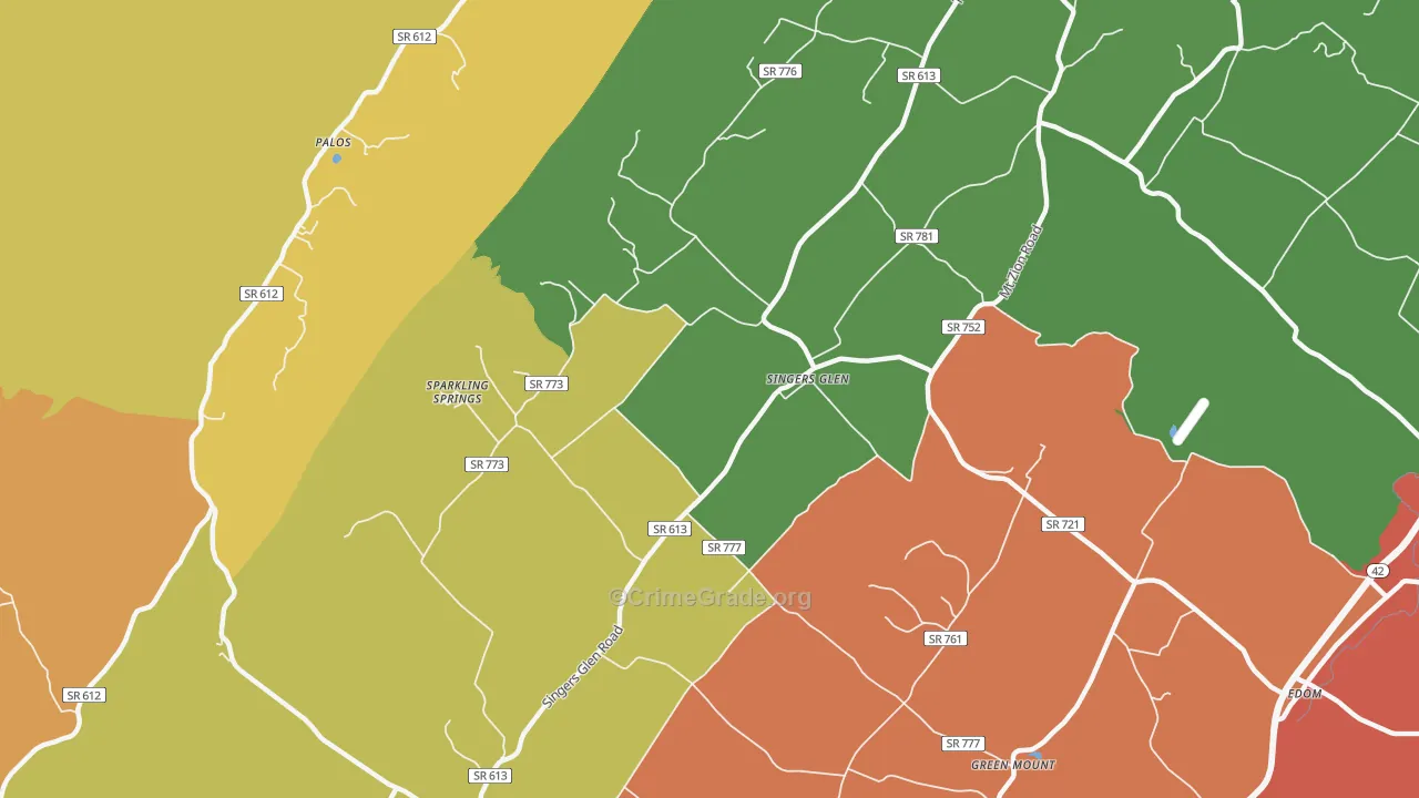 Singers Glen, VA Map of Drug-Related Crime Rates