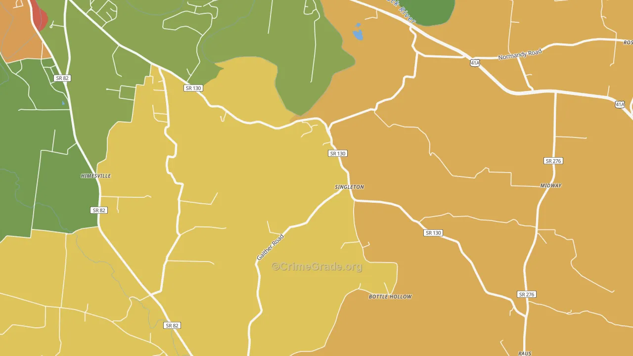 Singleton, TN Map of Drug-Related Crime Rates