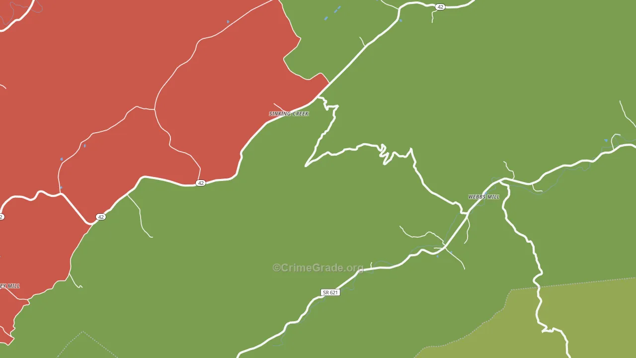 Sinking Creek, VA Map of Drug-Related Crime Rates