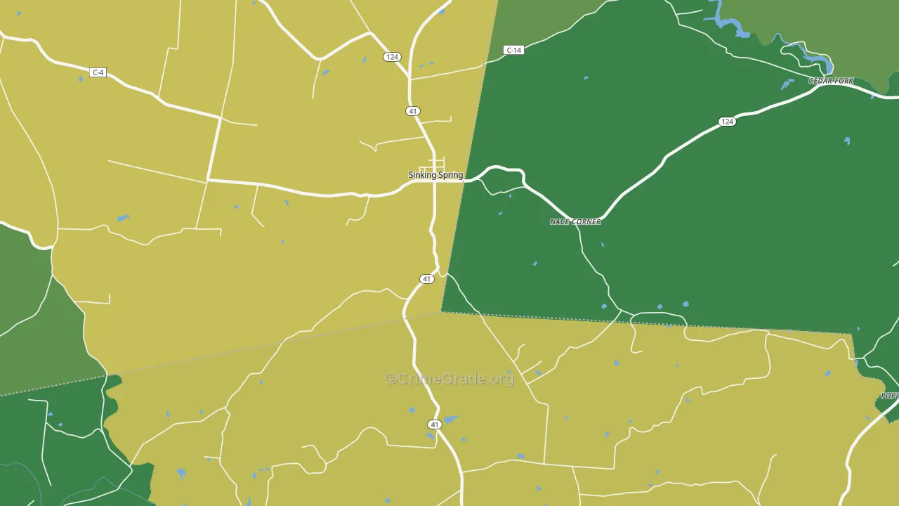 Sinking Spring, OH Map of Drug-Related Crime Rates