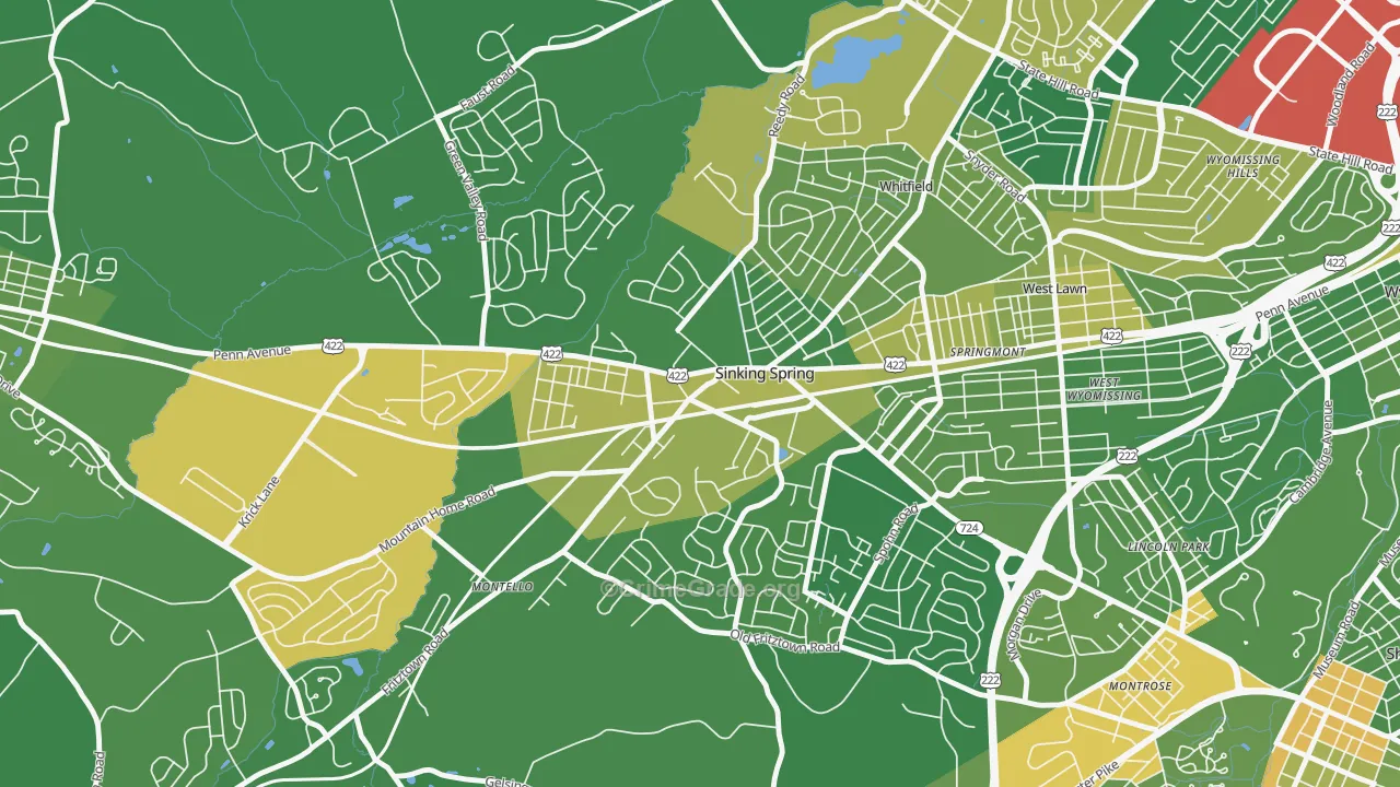 Sinking Spring, PA Map of Drug-Related Crime Rates