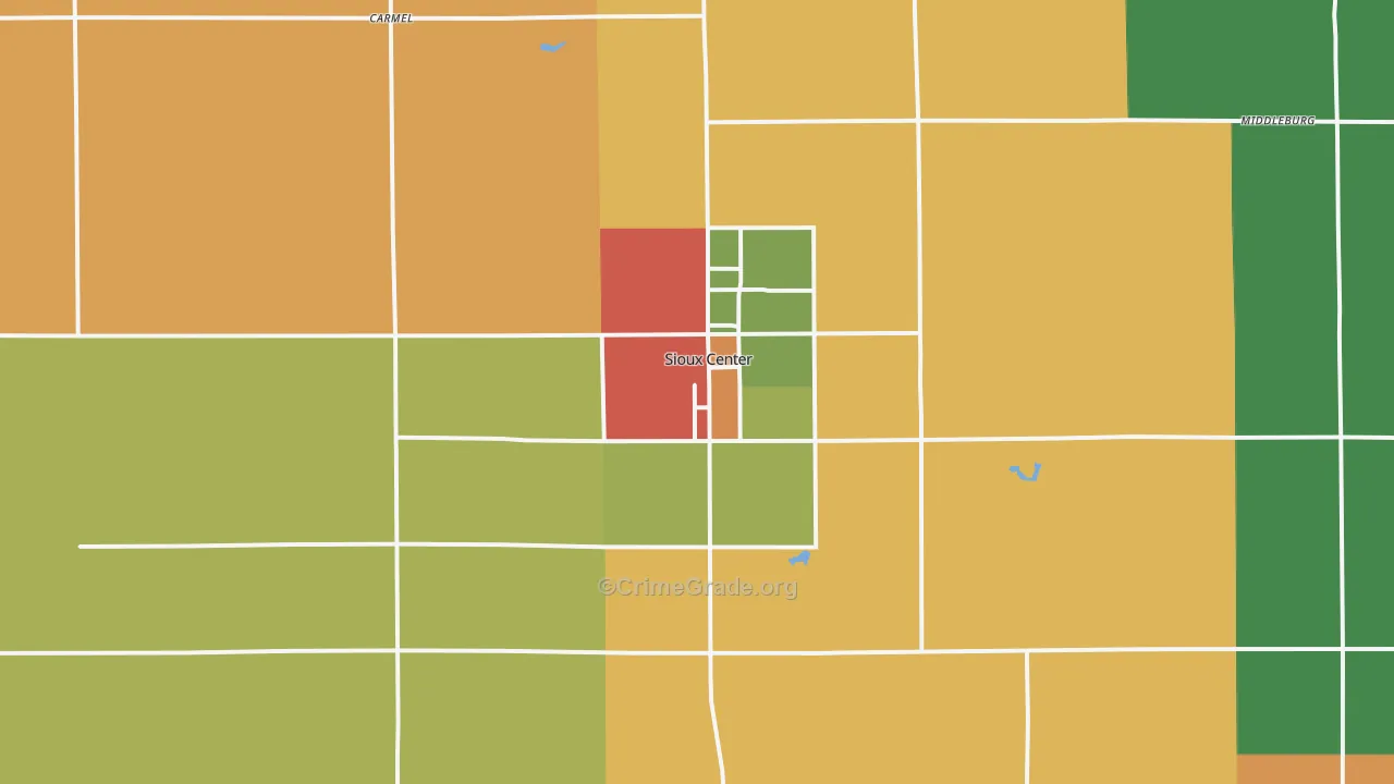 Sioux Center, IA Map of Drug-Related Crime Rates