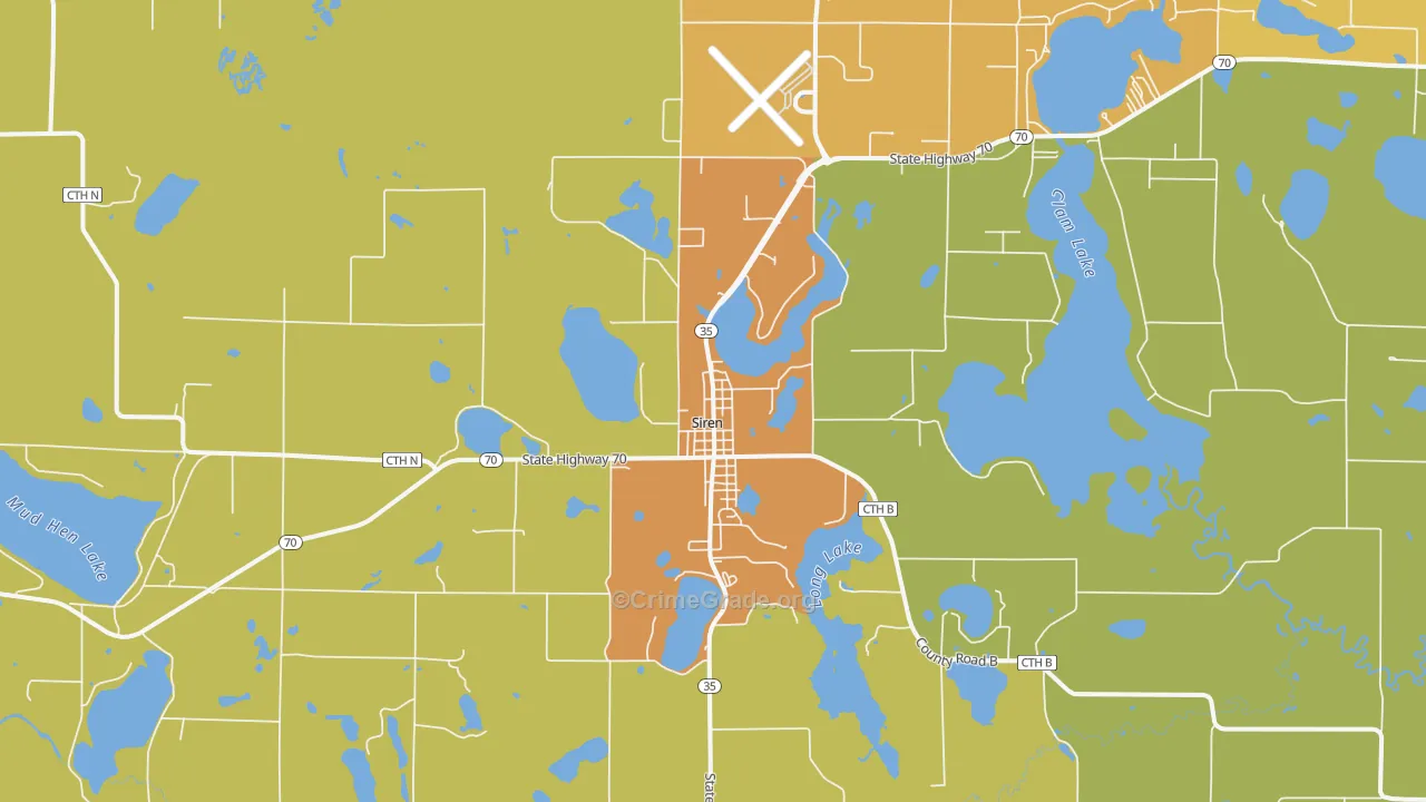 Siren, WI Map of Drug-Related Crime Rates