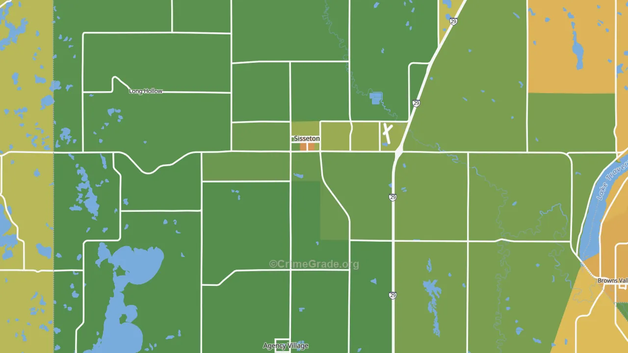 Sisseton, SD Map of Drug-Related Crime Rates