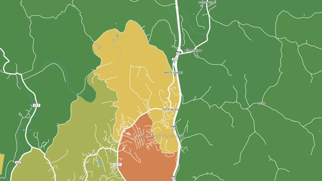 Sissonville, WV Map of Drug-Related Crime Rates