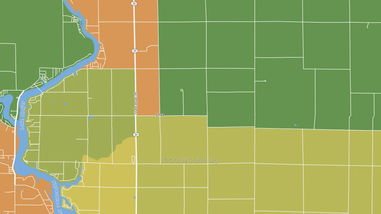 Sitka, IN Map of Drug-Related Crime Rates