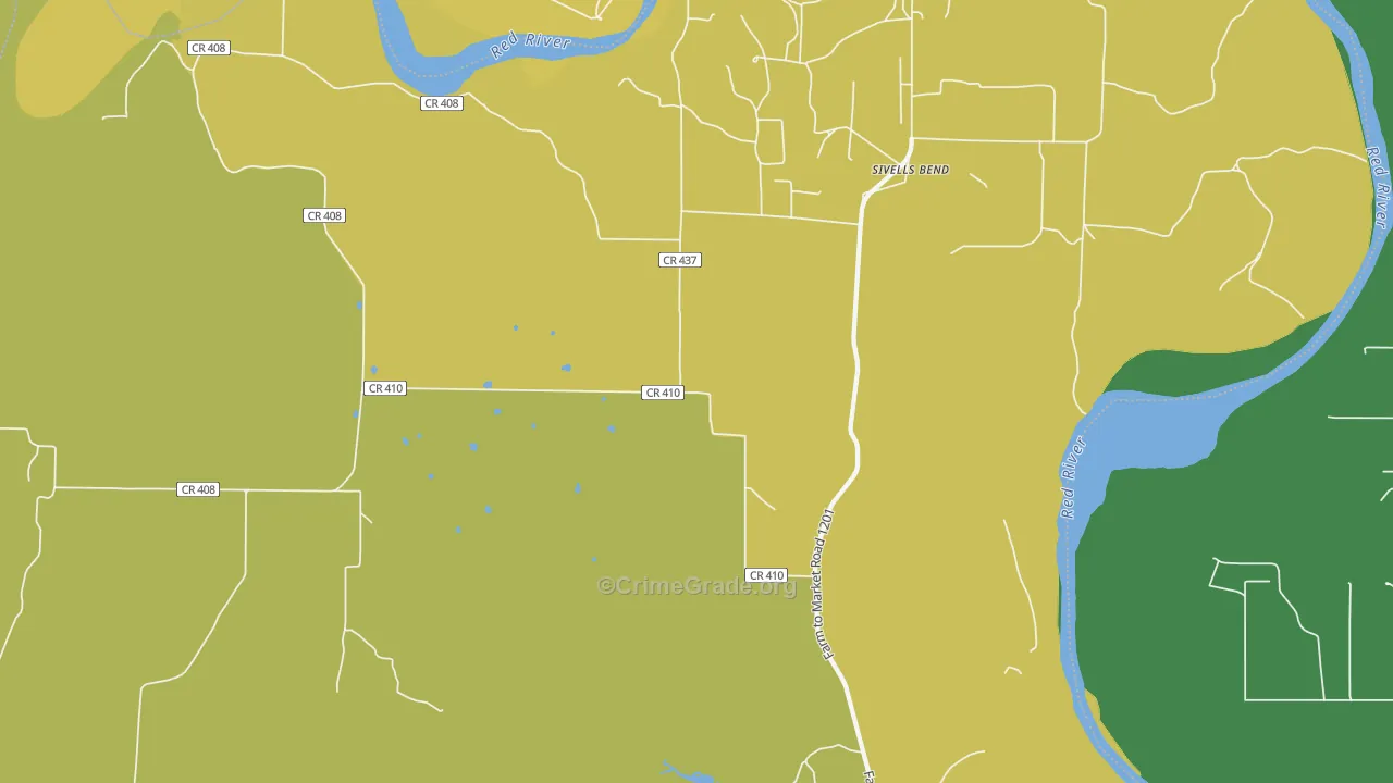 Sivells Bend, TX Map of Drug-Related Crime Rates