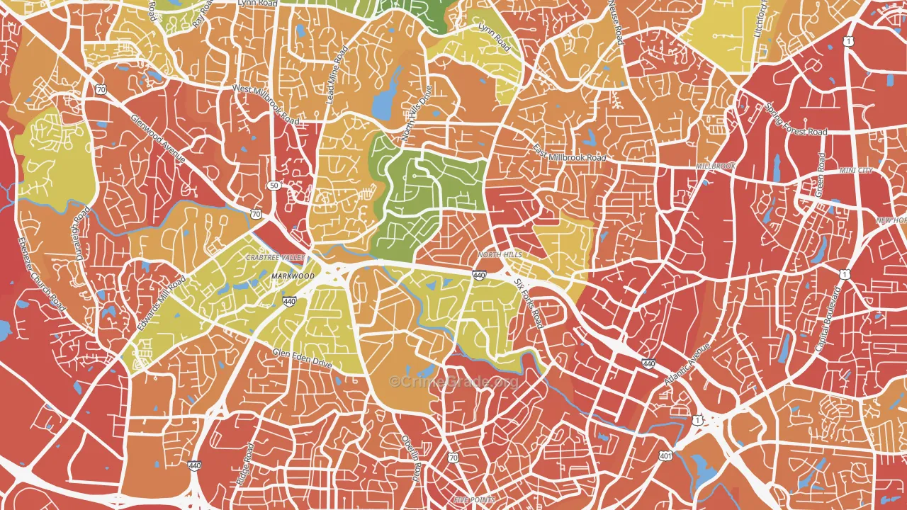 Six Forks, Raleigh, NC Map of Drug-Related Crime Rates