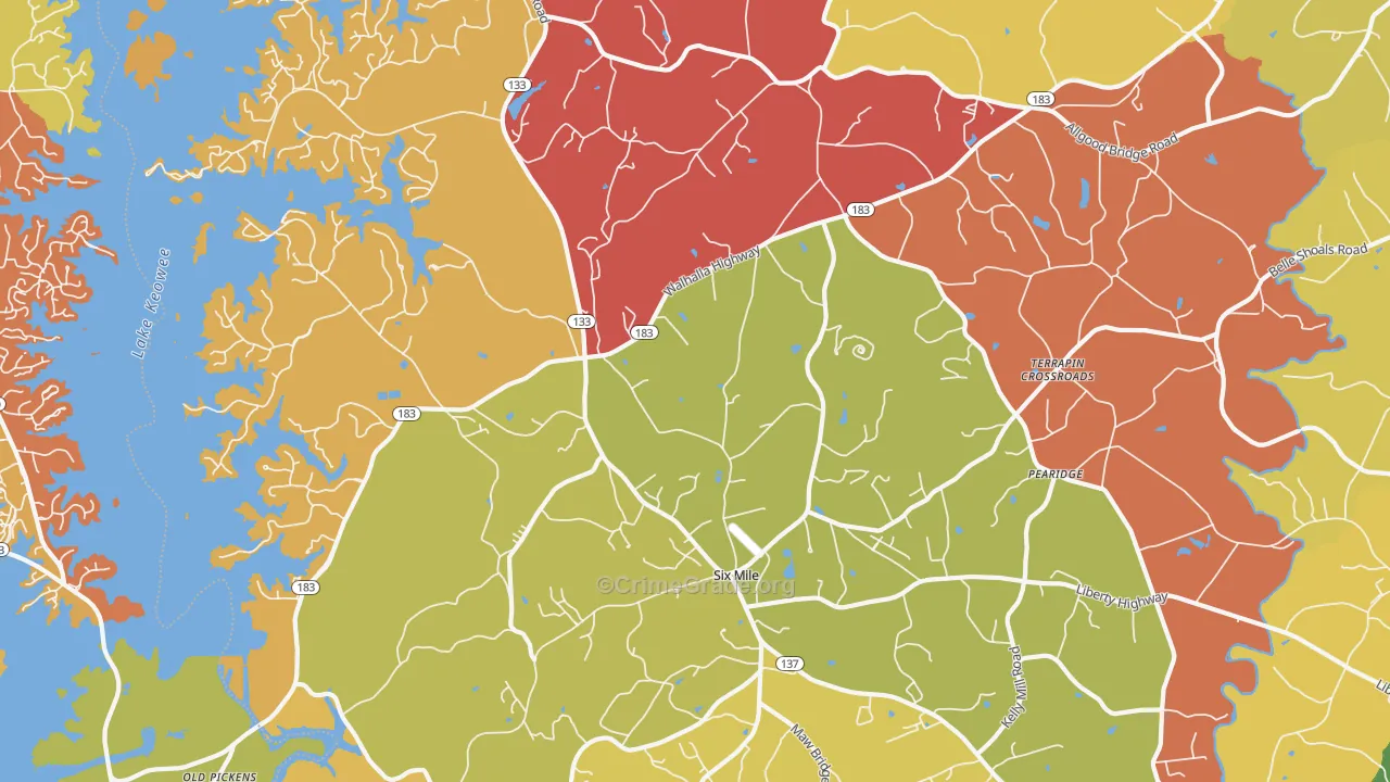 Six Mile, SC Map of Drug-Related Crime Rates