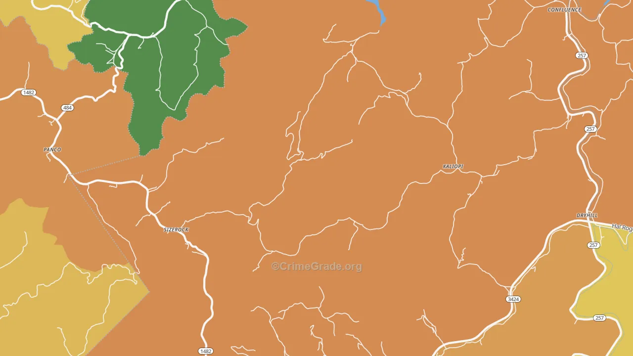 Sizerock, KY Map of Drug-Related Crime Rates