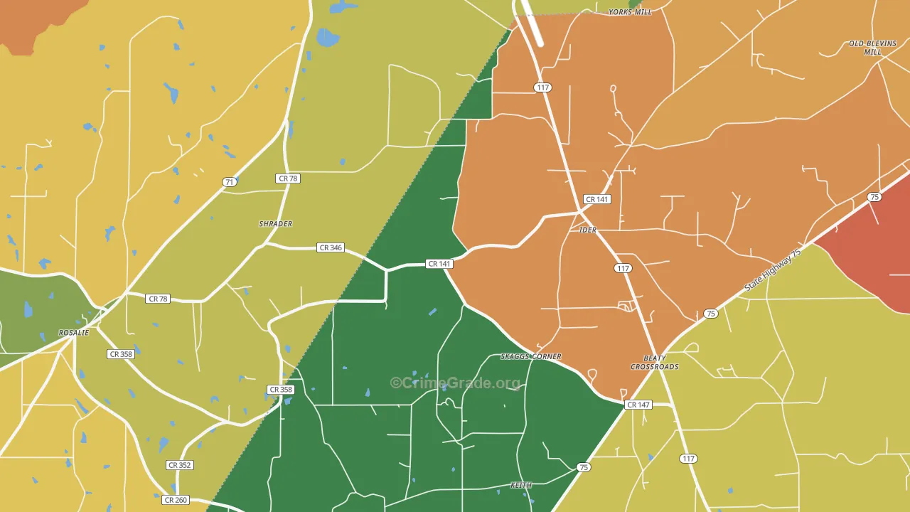 Skaggs Corner, AL Map of Drug-Related Crime Rates