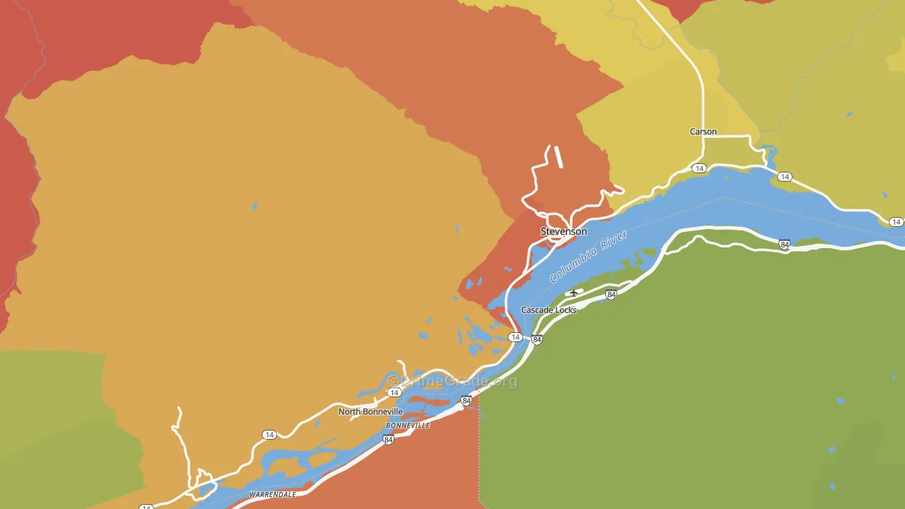 Skamania County, WA Map of Drug-Related Crime Rates