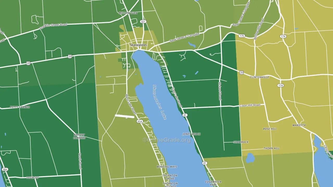 Skaneateles, NY Map of Drug-Related Crime Rates