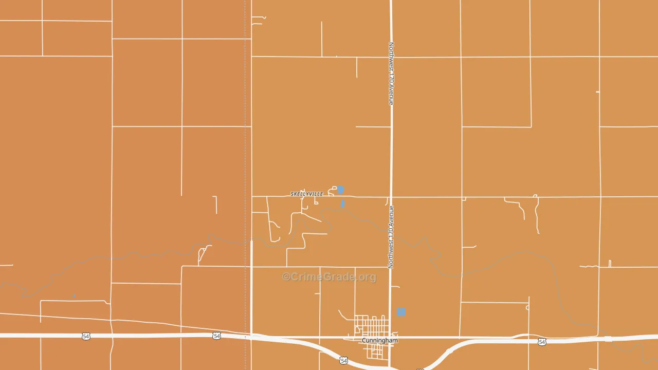 Skellyville, KS Map of Drug-Related Crime Rates