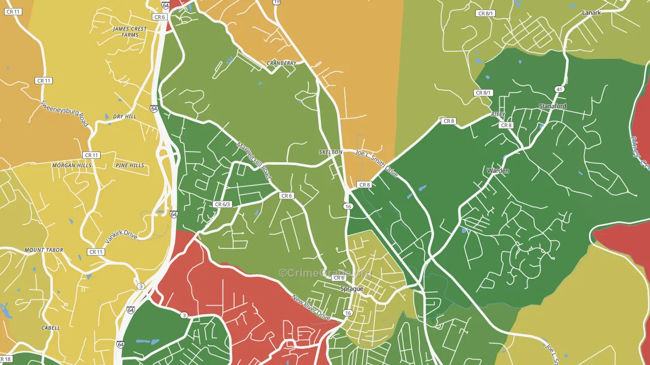 Skelton, WV Map of Drug-Related Crime Rates